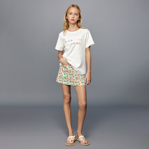 ELLE KIDS children's clothing floral print A-line culottes girls summer new French holiday bud-lined skirt