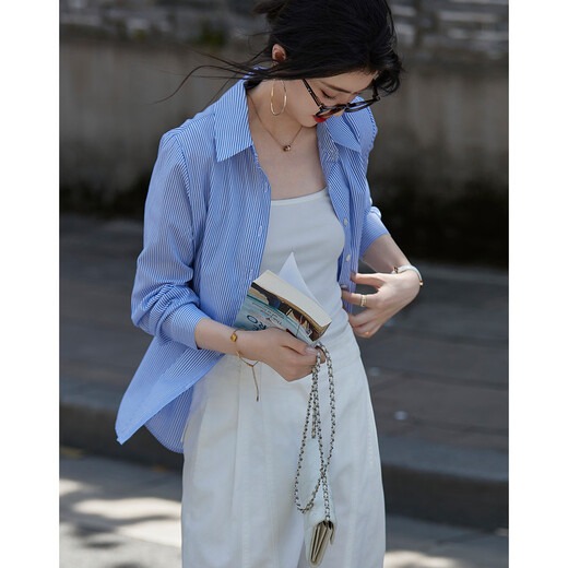 Demana Workplace Art Collector Spring and Autumn Breathing Simple Lapel Shirt Long Sleeve Fitted Shirt Women's Top