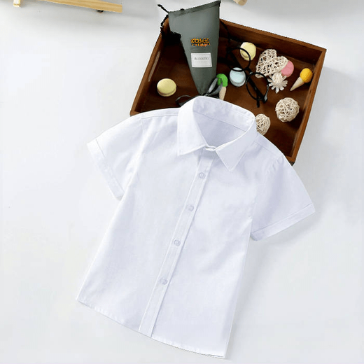 Spring and summer children's long-sleeved white shirts short-sleeved boys and girls white shirts primary school uniforms Children's Day performance clothes white 160