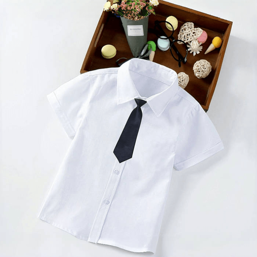 Spring and summer children's long-sleeved white shirts short-sleeved boys and girls white shirts primary school uniforms Children's Day performance clothes white 160