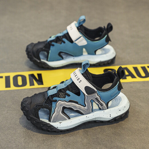 ABC KIDS Children's Shoes 2026 Spring New Baotou Sandals Sports Beach Shoes Hollow Casual Shoes Black Blue 30