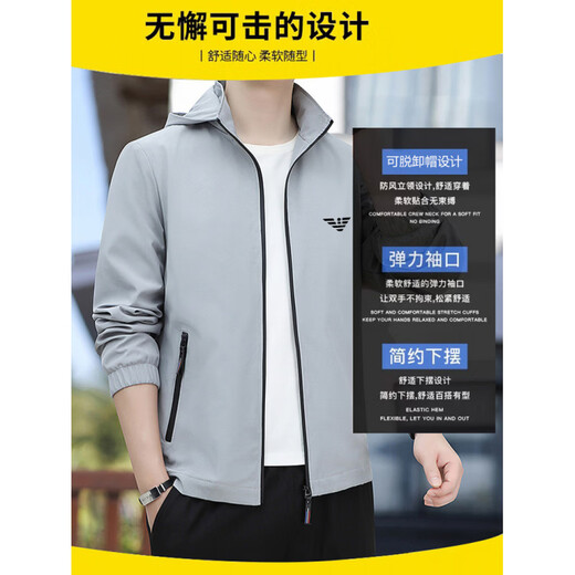 EA7 Armani high-end men's jacket spring and autumn 2026 new handsome thin casual tops large size blue spring and autumn M 90-105Jin Jin equals 0.5 kg