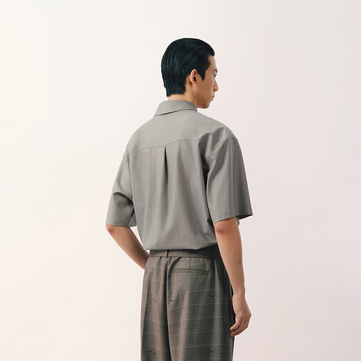 Sketch men's 2026 summer new short-sleeved shirt H-shaped loose lapel zipper 9Q4213450 283 Khaki S