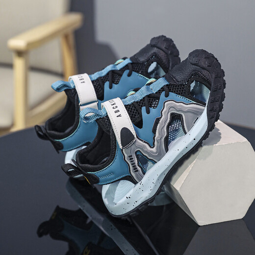 ABC KIDS Children's Shoes 2026 Spring New Baotou Sandals Sports Beach Shoes Hollow Casual Shoes Black Blue 30