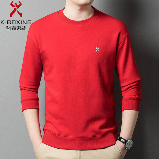 KBHONG Men's round neck sweatshirt long-sleeved T-shirt business casual bottoming shirt spring comfortable breathable light luxury black KSP-S08 3XL weight 180-200Jin Jin equals 0.5 kg