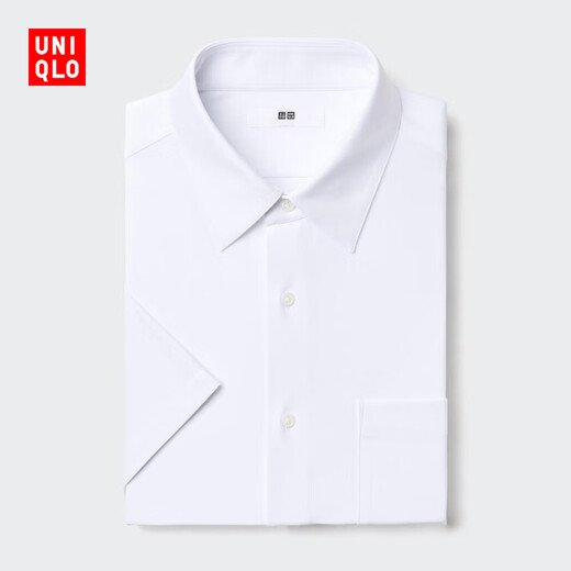 Uniqlo Men's Quick-drying Anti-wrinkle Shirt/Short-Sleeved Shirt 482474 00 White L