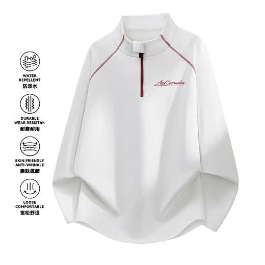 MEDE half zipper stand collar sports casual sweatshirt men's outdoor cycling clothing casual couple tops white 5XL