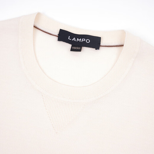 Blue Leopard (LAMPO) 24AW new product Oriental simple luxury style high count silk cashmere blended round neck pullover sweater, skin-friendly and warm, white M (46)