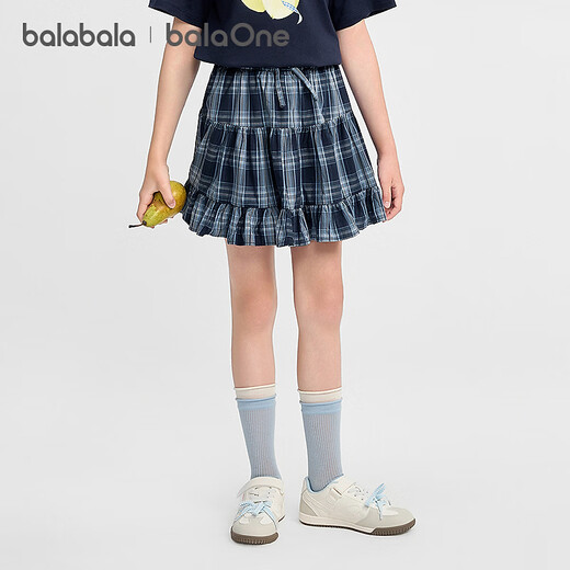 Balabala children's clothing children's half-length skirt girls 2026 summer new style small children and big children sweet short skirt bow blue tone 00488 170