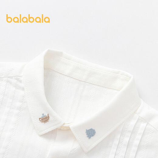 Balabala shopping mall same style Balabala children's long-sleeved shirt boys 2026 new summer exquisite texture top original white 10101 90