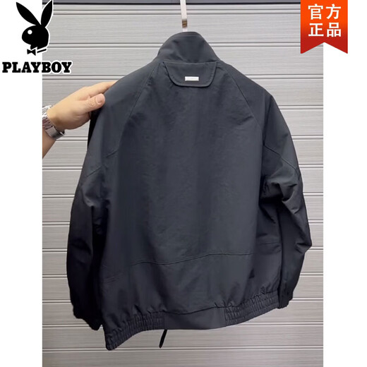 Playboy (PLAYBOY) 2026 Spring New Plaid Splicing Stand Collar Jacket Men's Loose Short Jacket Trendy Men's Top Versatile Yellow M Recommended 90-115 Jin Jin equals 0.5 kg
