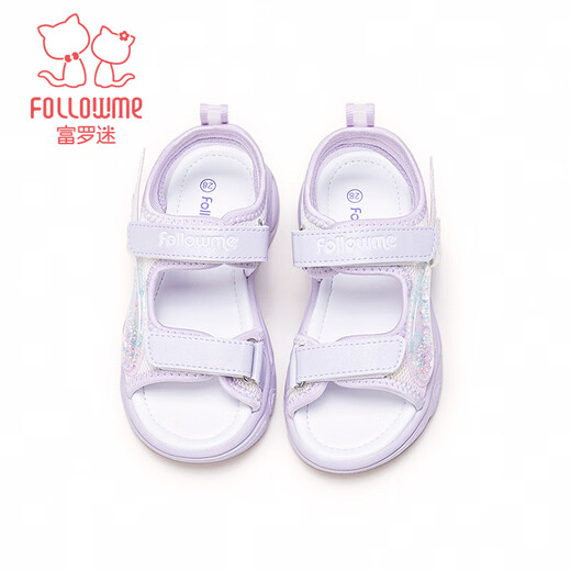 Fuluo Mi Girls Sandals Summer New Comfortable Casual Beach Shoes Little Girls Soft Sole Anti-Slip Sports Sandals Purple 31