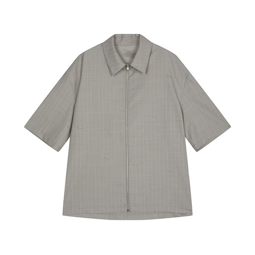 Sketch men's 2026 summer new short-sleeved shirt H-shaped loose lapel zipper 9Q4213450 283 Khaki S