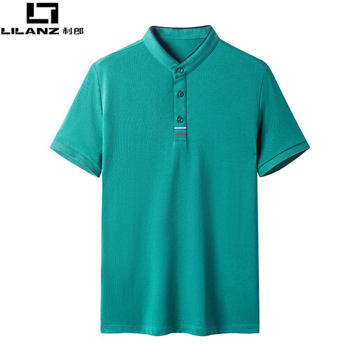 LILANZ business short-sleeved polo shirt men's pure cotton summer new stand-up collar half-sleeved T-shirt casual solid color men's gray XL 52