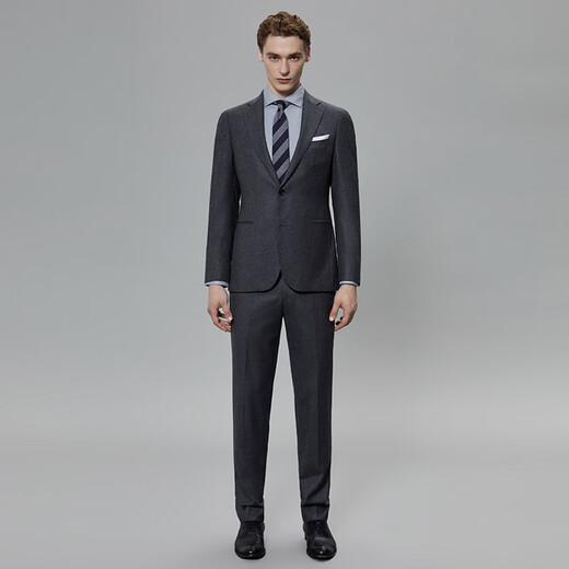 Blue Leopard (LAMPO) Wool Autumn and Winter Business Suit Suit Men's Imported Flannel Wool Suit Top High-end Medium Gray 52 (175/104) C