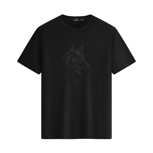 Septwolves 7A antibacterial short-sleeved T-shirt men's cool Khmer wolf head men's 001 (black) XL175/92A