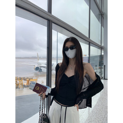 MULVAN White Tea Moonlight Hollow Linen Lyocell Sunscreen Knitted Cardigan Women's Thin Air Conditioning Cover Small Jacket Black Pre-sale S