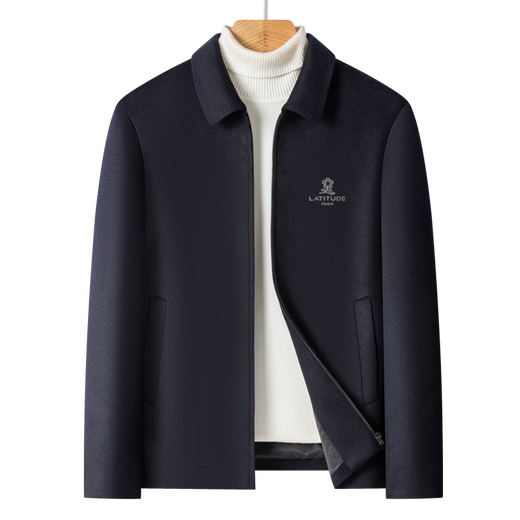 梦特娇（MONTAGUT）纯绵羊毛秋冬保暖质感翻领夹克成熟挺括外套男 JG 藏青 L 