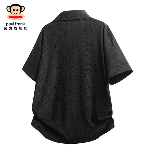 Big mouth monkey (paul frank) old money style hollow short-sleeved shirt men's summer new trendy brand loose design casual versatile shirt jacket khaki ice silk thin section M recommended 90-110Jin Jin equals 0.5 kg