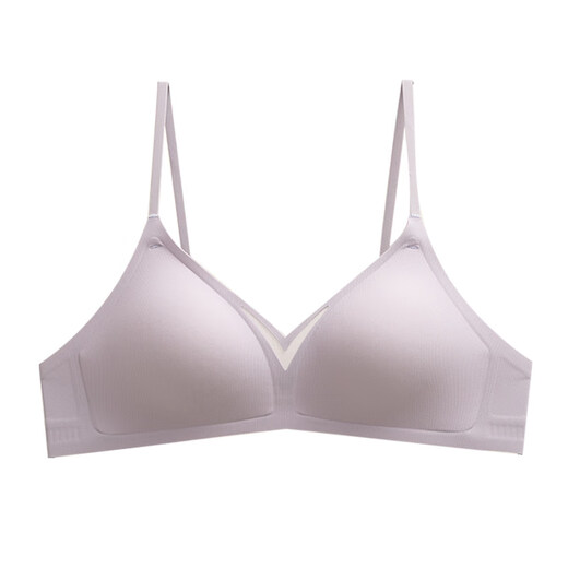 GPPNKC French triangular cup spaghetti strap underwear for women with small breasts, flat chest special non-empty cup bra, seamless thin bra, milky white S (suitable for 70A/70B)