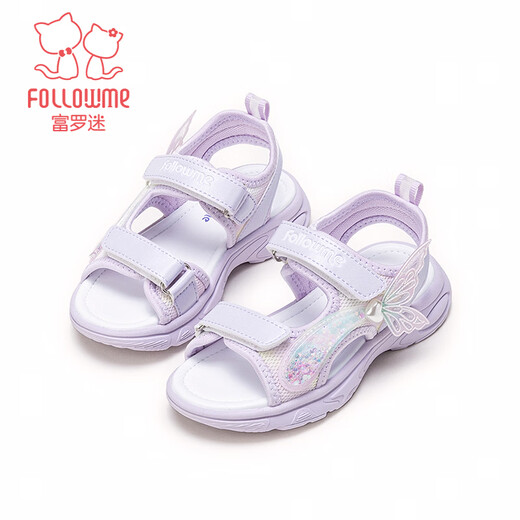 Fuluo Mi Girls Sandals Summer New Comfortable Casual Beach Shoes Little Girls Soft Sole Anti-Slip Sports Sandals Purple 31