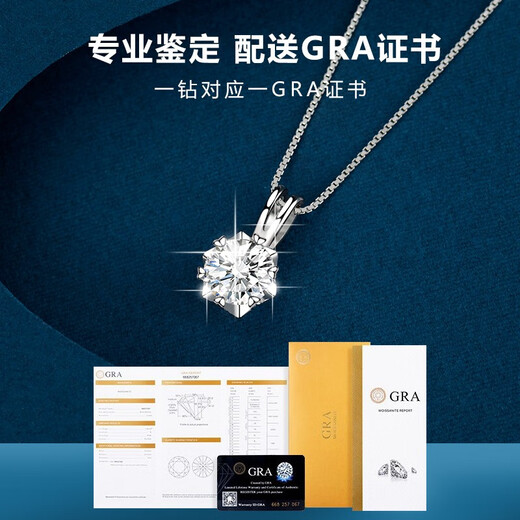 Fakaman platinum necklace for women pt950 platinum one carat moissanite necklace birthday gift platinum O-shaped chain + blue zircon pendant