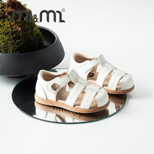 M1&M2西班牙童鞋奥莱儿童凉鞋春夏新款男童女童魔术贴软底罗马沙滩鞋 棕色 22 码 适合脚长13~13.5cm