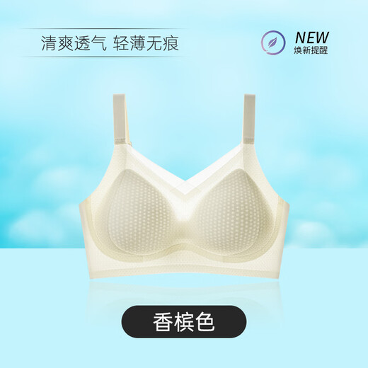 Ancient and modern (GUJIN) women's underwear with push-up support and side-folding, small breasts and large breasts, spring and summer seamless thin hole cup bra Champagne M recommended 80-100Jin Jin is equal to 0.5 kg