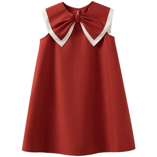 Hacikis children's clothing summer girls' vest dress sweet contrasting color large collar dress children's mid-length skirt skin-friendly cotton
