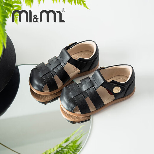 M1&M2西班牙童鞋奥莱儿童凉鞋春夏新款男童女童魔术贴软底罗马沙滩鞋 棕色 22 码 适合脚长13~13.5cm