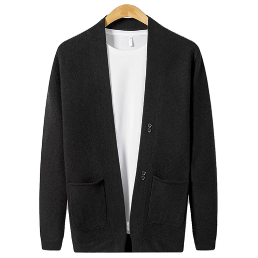 Armani (ARMANI) spring new men's long-sleeved pure wool knitted cardigan sweater for young and middle-aged casual jackets for men black M 165