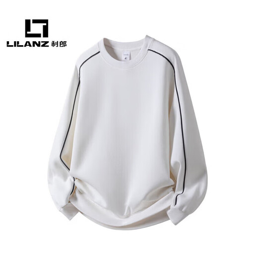 LILANZ official retro striped sweatshirt men's spring 2026 new loose round neck pullover flagship official pearl white 3XL