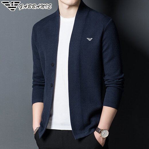 Armani Italian men's wool cardigan jacket fashionable and casual ANG/633 navy blue M 165