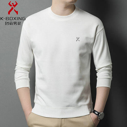 KBHONG Men's round neck sweatshirt long-sleeved T-shirt business casual bottoming shirt spring comfortable breathable light luxury black KSP-S08 3XL weight 180-200Jin Jin equals 0.5 kg