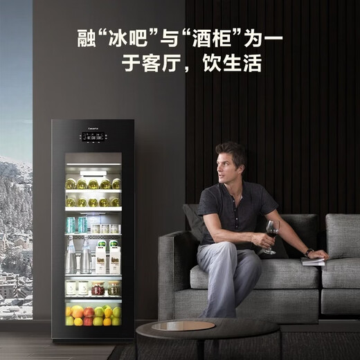 Casarte Independent Ice Making Home Office Refrigerator Warm Ice Bar Tea Beverage Fruit Fresh Cabinet Small Freezer Refrigerator Freezer 200JE-Three Temperature Zones Independent Ice Making