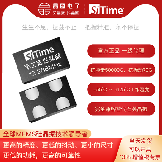 12.288MHz shock-resistant and vibration-resistant crystal oscillator SiT1618/8918/8920 wide temperature -55125 -40 - 125C 3225 5+ 1.8V