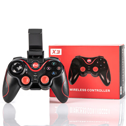 AIRWORLD Mobile Wireless Bluetooth Game Controller Directly Connected to Android IOS Apple System Mobile Game King of Glory Chicken Game Controller Black X3 Controller (Bracket Included)