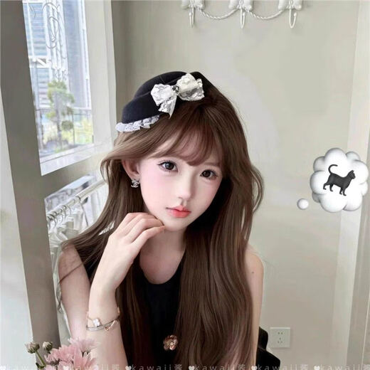 Beast Spring Korean ins style lace top hat French Hepburn British style black beret sweet and cute hair accessories C lace top hat * 2
