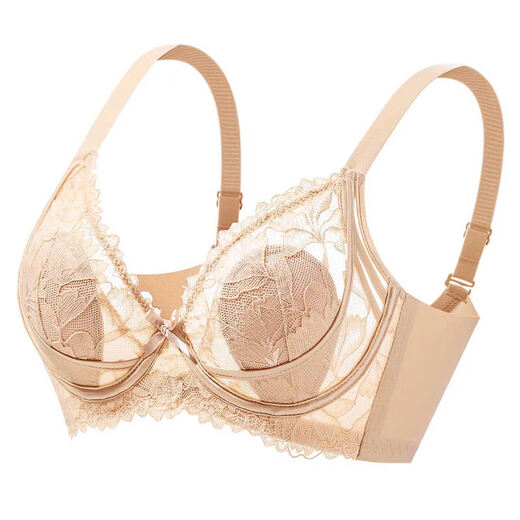 Urban Beauty Lace Underwear Women's Summer Thin Rabbit Ear Cup Breathable Breast Reduction Prevent Sagging Gather Big Breasts Make Small Bra Champagne White Big Breasts Make Smaller Prevent Sagging 75B BC Cup Approximately 90-105 Jin Jin is equal to 0.5 kg