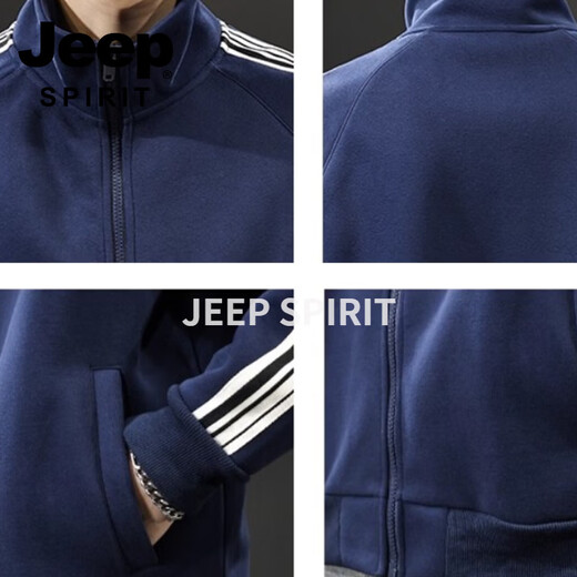JEEP SPIRIT Jeep Cardigan Sweater Men's 2026 Spring New Loose Casual Sports Jacket Men's Stand Collar Zipper Top Men Black M 80-100 Jin Jin is equal to 0.5 kg
