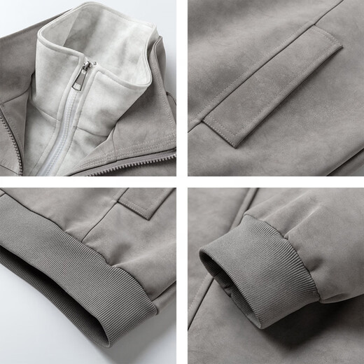 JNJKQA American retro leather jacket for boys, cool and handsome outfit, a complete set of vibe trendy brand jackets, spring and autumn large size suits, navy blue jacket M_90-115Jin Jin equals 0.5 kg