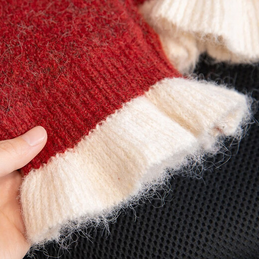 Cypress Sheep Wool Spliced Sweater Women's 2026 Spring New Year's Round Neck Single-Breasted Cardigan