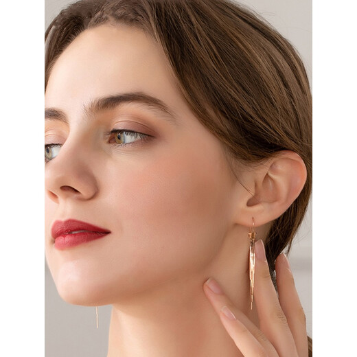 Haikayi light luxury 18k five-pointed star long tassel earrings for women rose gold ear hooks earrings star earrings slimming five-pointed star snake bone tassel ear hooks 1 pair - rose gold