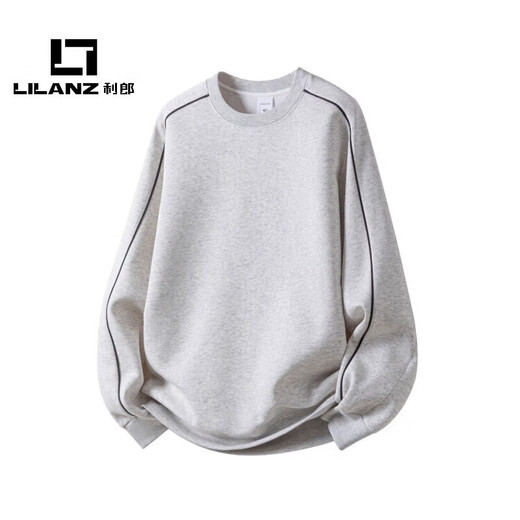 LILANZ official retro striped sweatshirt men's spring 2026 new loose round neck pullover flagship official pearl white 3XL
