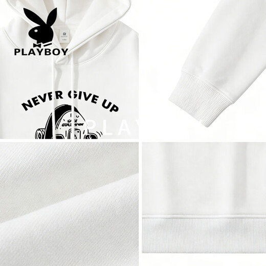 Playboy (PLAYBOY) American Heavy Hooded Sweatshirt Men's 2026 Spring Loose Retro Illustration Printed Jacket Couple Tops Men's Black 2XL