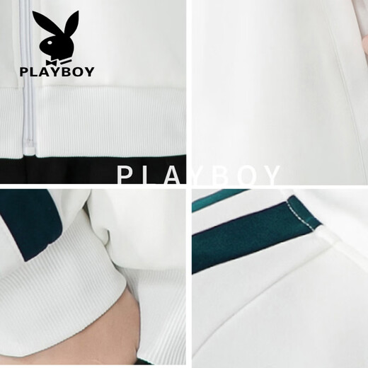 Playboy (PLAYBOY) College Style Cardigan Casual Men's Spring and Autumn Top Loose Large Size Right Shoulder Long Sleeve T-Shirt Bottoming Shirt Green 2XL (Recommended 150-168 Jin Jin equals about 0.5 kg)