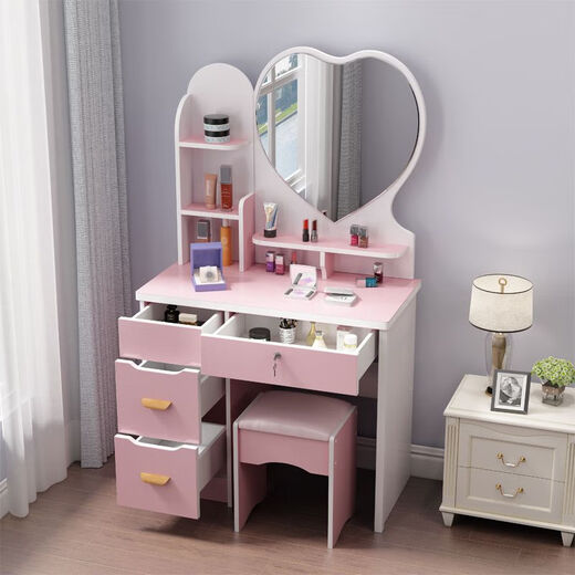 Naiyu internet celebrity dressing table bedroom mini small apartment princess modern simple dressing table economical multi-functional dressing table 60 cm white love mirror + free stool