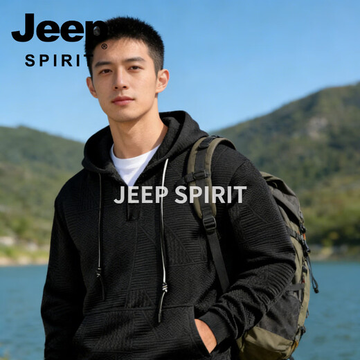 JEEP SPIRIT American Retro Hooded Sweatshirt Men's Spring 2026 Spring and Autumn Casual Loose Sports Cardigan Jacket Top Men Khaki S 70 - 90 Jin Jin is equal to 0.5 kg