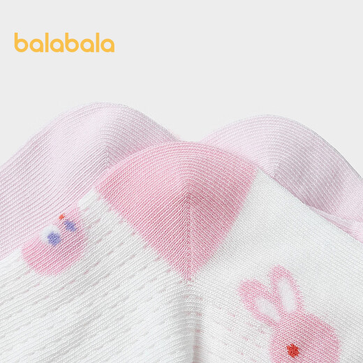 BALABALA Shopping mall same model BALABALA baby socks summer new mesh breathable children's socks girls two pairs red and white tone 00361 0-3 months 59cm