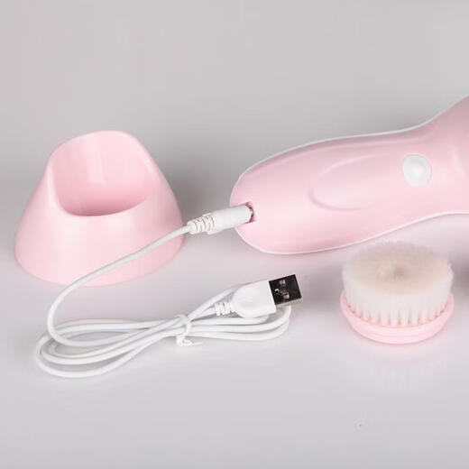 Rechargeable Facial Cleansing Instrument Facial Cleansing Brush Cleansing Brush Soft-bristled Water-Blocking Electric Brush Pore Cleaner Removes Blackheads Pink Rechargeable Model
